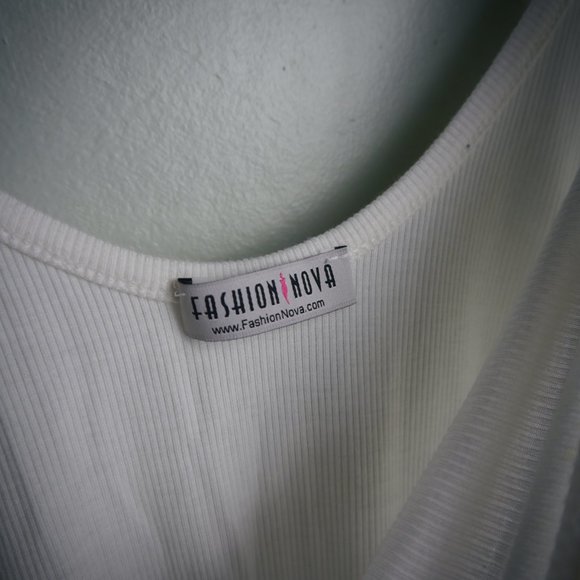 Fashion Nova White Ribbed Body Suit  | Size S - Picture 5 of 5